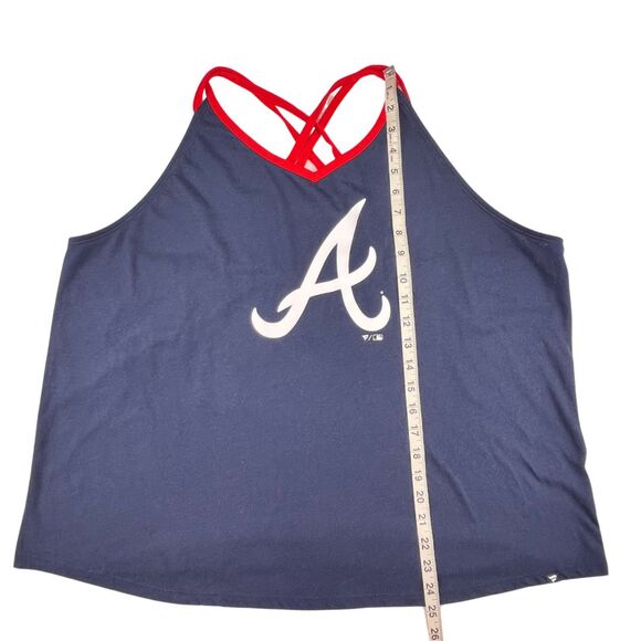 Fanatics Top 3X Blue Atlanta Braves Game Day Barrel It Up Sporty Cross Back Tank - Picture 4 of 7